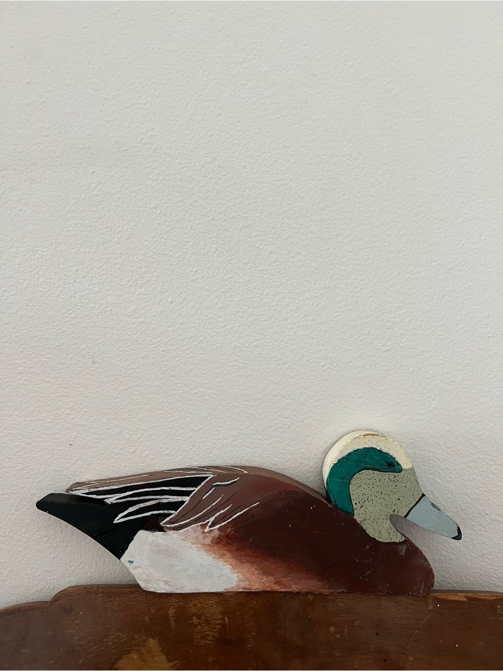 Vintage Hand-Painted Wooden Folk Cottagecore Duck Wall Decor